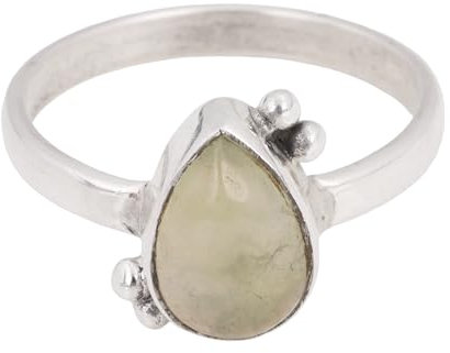 Natürlicher Prehnit Ring 925 Sterling Silber Ring Handgefertigte Edelsteinringe für Frauen (8)