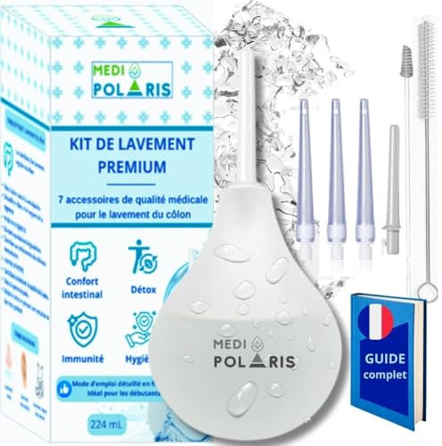 MEDIPOLARIS | Intimdusche einlaufbirne Set 224 ml, 7 Zubehörteile, Medizinprodukt Kl. 1 Premium Qualität, Intim Klistierbirne, darmeinlauf, Klistierspritze