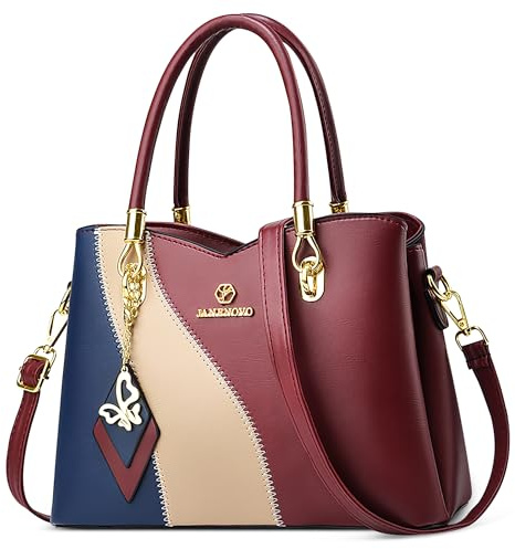 FOLOVEYA Borsa Donna Grande Elegante, Borsa a Mano con Tracolla in Pelle PU | Design Tricolore Borse a Tracolla, Colorata Borsa Donna per Tutte le Stagioni, Lavoro, Viaggio, Shopping e Uso Quotidiano