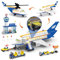 AKWME City Flugzeug Bauspielzeug mit LED Licht, 3 IN 1 Passagier Flugzeug Spielzeug mit Flughafenterminal, Gepäckanhänger, Flugzeug, STEM Spielzeug Geburtstags Geschenke für 6-12 Jahre Jungen Kinder