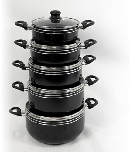 AKH HOUSEWARE Non-Stick Stock Pot Set with Lids and Steam Vent | Non-Stick Casserole Cooking Pots for Induction & Multi-Hob Compatibility | Sizes: 18CM+20cm+22cm+24cm+26cm Cookware Set