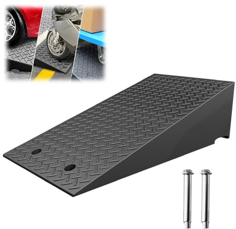 Bordsteinrampe Auto H 10-25 cm Vollgummi Auffahrrampe Tragbar Schwellenrampe Rampe Hund Auto für Rollstuhl Wohnmobil Motorrad Fahrrad Roller Gabelstapler Schubkarren(50X100X16CM)