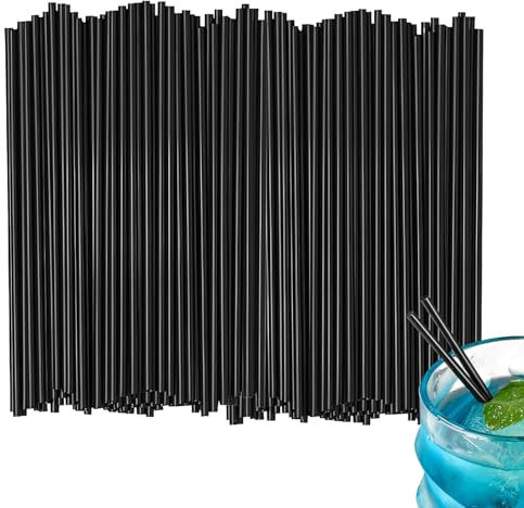 100 Pcs Straws, Black Drinking Straws, Straight Straws Drinking for Smoothies, Juice, Milk, Tea, (6 x 210 mm/0.23 x 8.3 in)