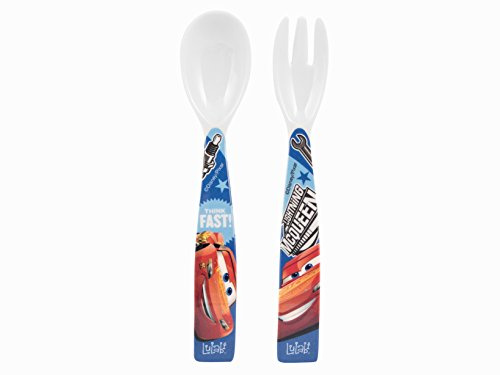 LULABI 6 Set Paquet et cuillères mélamine fourchette Disney Cars3