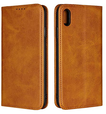 Copmob iPhone XS Max Case, Premium Flip Leather Wallet Case, 3 Card Slots, Stand Function, Magnetic Closure - Khaki