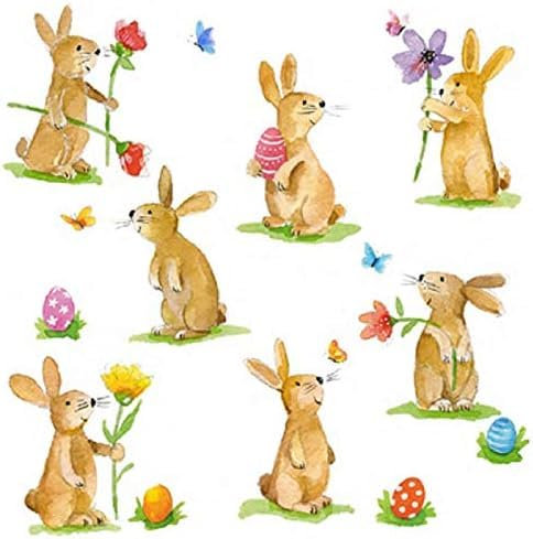 Oster-Servietten mit niedlichem Oster-Hasen-Motiven - 33x 33cm - 3 lagig - Oster-Fest/Oster-Deko/Ostern/Tisch-Deko/Oster-Hase/Servietten/Frühlings-Dekoration (20 Servietten)