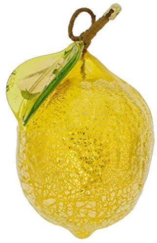 Glass Of Venice Murano Glass Italian Yellow and Gold Lemon Fruit Handmade Collectible Figurine for Kitchen Dining Room Home Decoration. Artisan Gift Made in Italy