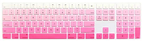 WYGCH Ultra Thin Silicone Full Size Wireless Numeric Keyboard Cover Skin for Mac 2017-2019 Magic Keyboard with Numeric Keypad MQ052LL/A A1843 US Layout,Ombre Pink