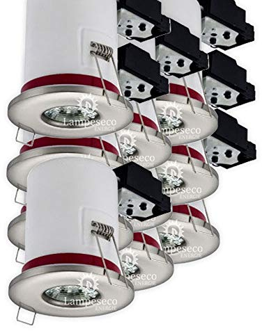 Lot de 10 Support de spot BBC Etanche IP65 Inox 87mm avec douille GU10 automatique ref. 830