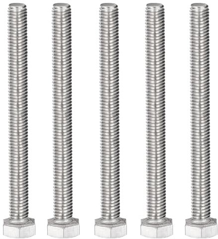 MroMax Lot de 5 boulons hexagonaux M8 - 1,25 x 80 mm UNC à tête hexagonale en acier inoxydable 304 entièrement filetés