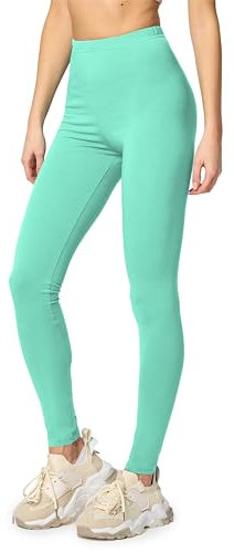 Merry Style Leggings Damen Baumwolle für das ganze Jahr Bequeme Leggings Blickdicht Damen Ideal für Yoga Sport Gym und Freizeit MS10-198 (Minze,L)