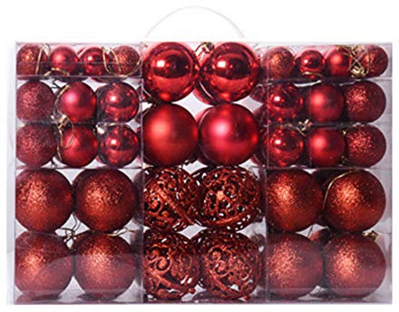 KMKAW Bolas De Navidad Conjunto De Gadgets Bola De Decoración De Árbol De Navidad Familia Festival Boda Reunirse Accesorios Inastillable (100 Piezas),E