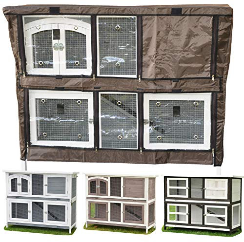 nanook Schutzhülle Wetterschutz Cover für Kaninchenstall Hasenstall Balu, Frederik, Kleintierstall mit Klappfunktion - 124 x 43 x 96 cm - Farbe: braun, schwarz