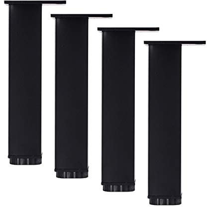 YXW 10/20/30 / 40cm Pieds de Table Noirs en Alliage D'aluminium Table Basse TV Pieds de Rechange Carrés Pieds de Meubles de Salle de Bain Réglables, Lot de 4