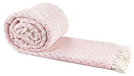 Emma Barclay Casablanca Scandi gewebte recycelte Baumwolle, für Stuhl, Sofa, Sofa, Bett, Überwurf, Decke, 127 x 152 cm, Blush Pink
