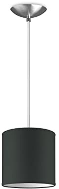 Home Sweet Home Moderne Hängelampe Basic Bling | 16/16/100cm | Anthrazit | Hängelampe aus Metall und Stoff | für E27 LED-Lampe | geeignet für Wohnzimmer, Schlafzimmer