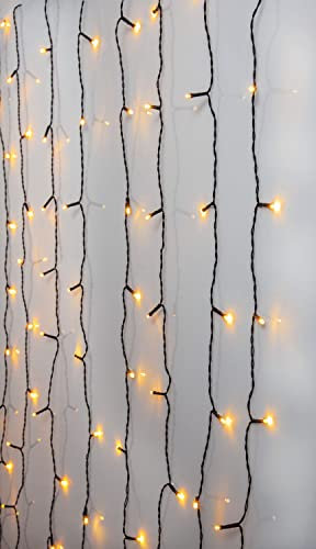 LED-Lichtervorhang Golden Warm White 1,3x2 m von Star Trading, Lichter-Kette schwarz für innen und außen, 120 LEDs extra warmweiß, IP44
