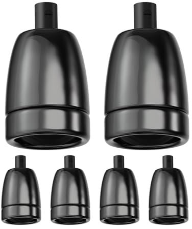 ledscom.de 6 Stück E27 Fassung, Porzellan, schwarz, 230V AC, max. 300W