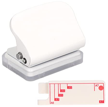 Qcwwy Perforatrice à Papier, Positionnement Rapide à 3 Trous Perforatrice à Feuilles Mobiles Poinçon en Métal Outils de Bureau Pratiques pour la Maison(Blanc)