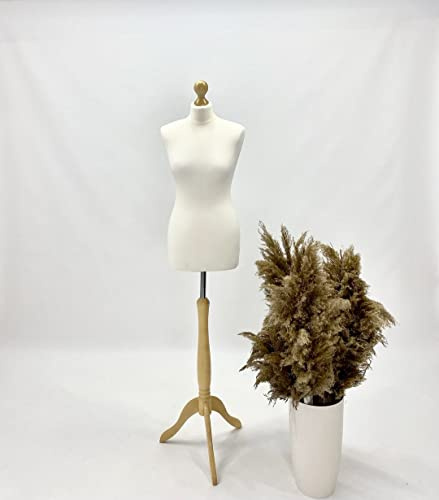 Schneiderpuppe weiblich Schneiderbüste, Farbe - buche, Bezug - weiß/Cream (46/48)