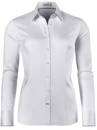 Vincenzo Boretti Chemisier, Slim-fit/Taille cintrée, élastique, col de Chemise - Facile à Repasser Blanc 36