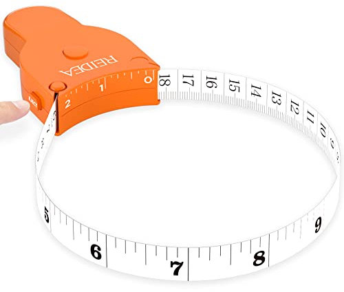 REIDEA Colorful Body Measuring Tape, Einziehbarer Druckknopf, Genaue Körpermaße, Leicht zu tragen und vielseitig, Tracking Gewichtsverlust, Schneidern, Handarbeiten, Kleidung （Orange)