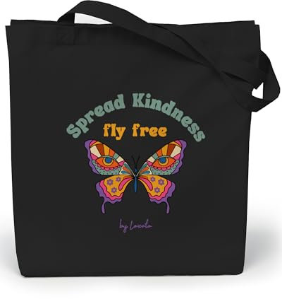 Loxato Jutebeutel - Schwarz Bedruckt, Stoffbeutel B35 x H42 x T8 cm - 100% Baumwolltasche - Einkaufstasche - Damen Shopper