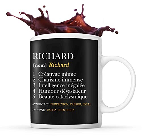 Tasse prénom Richard Définition Perfection | Mug Prénom humour idéal pour cadeau original et drôle