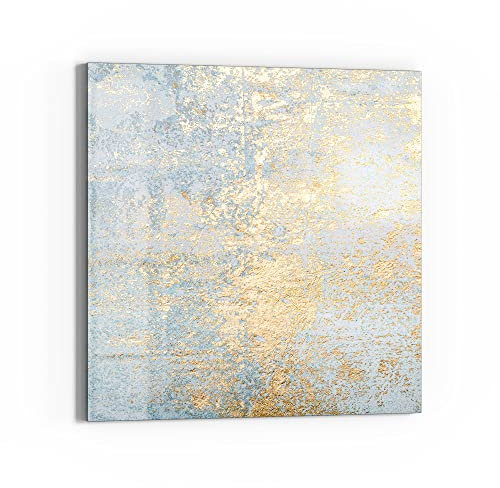 DEQORI Glas-Magnettafel | 50x50 cm groß | Motiv Wand mit Gold-Struktur | Memo-Board aus Glas | Magnetboard inkl. Magnete, Stift & Tuch für Küche & Büro | Tafel magnetisch & beschreibbar
