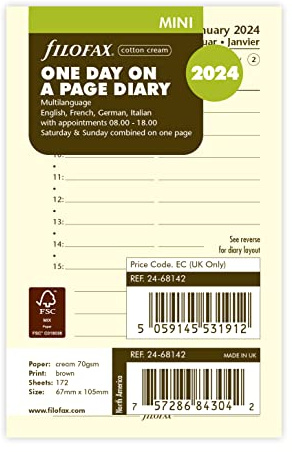 Filofax Mini day per page cotton cream 4 language 2024 diary