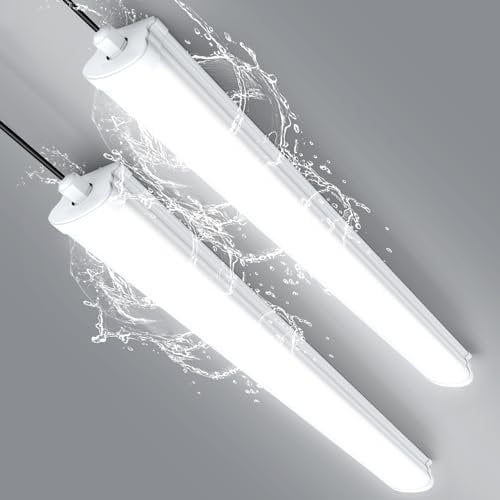 papasbox 2 Stück LED Leuchtstoffröhre 120cm | Feuchtraumleuchte Röhre 40W LED Werkstatt Deckenleuchte Lampe | 6500K Kaltweiß IP65 Wasserdicht Leuchtstofflampe für Keller Werkstatt Garage Küche