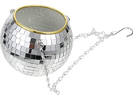 Trjgtas Disco-Kugel-Pflanzgefäß for Aufhängen mit Deckenhaken Disco-Kugel-Dekor-Pflanztopf for den Innen- und Außenbereich, Garten, 15 cm (Size : 15X13CM)