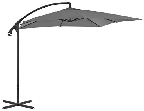 Ampelschirm mit Stahlmast 250x250cm Anthrazit Gartenschirm Outdoor Sonnenschirm good