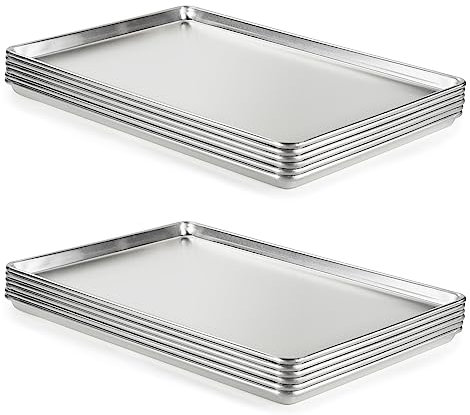 CURTA - Charola de aluminio para hornear para panadería comercial, de tamaño completo, 26 x 18 pulgadas, con certificación NSF, paquete de 12 unidades
