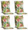 Home4You Gartenstuhlauflagen Mittellehner 4er Set - 110 x 50 cm - Mehrfarbig - Baumwolle - Polyester - Blumenmuster - Sesselauflage Sitzpolster Stuhlauflage