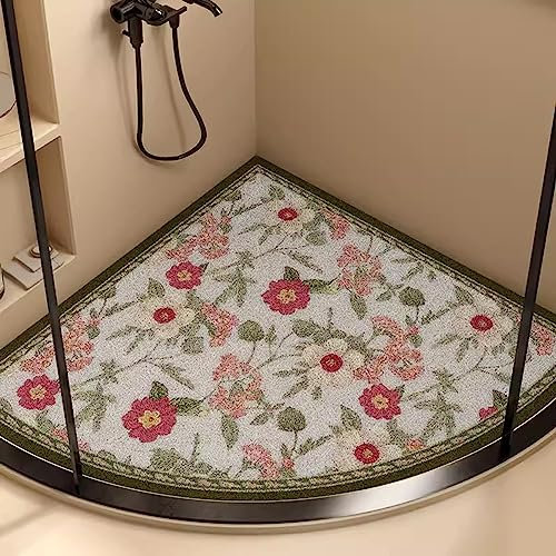Duschmatte Rutschfest Dreieckig,PVC-Luffa Duschmatte Eckdusche,Badematte für Eckdusche mit Ablauflöchern Sicherheits,Badematte Eckdusche für Nassbereiche,Schnell Trocknend,A,70x70cm(28x28inch)