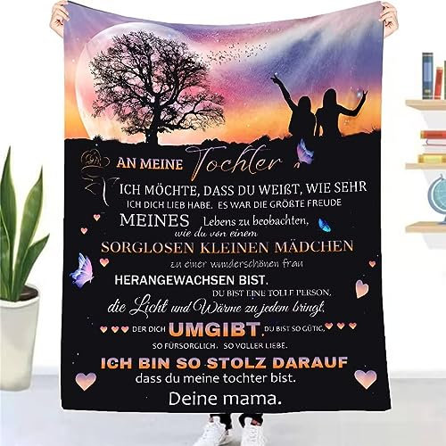 Kuscheldecke Flauschige Mutter Tochter Deck, Personalisierte Geschenke Decke für Tochter von Mama, Super Weiche Flanelldecke Wohndecke Tagesdecke Sofadecke Ideal für Geburtstag Weihnachten Geschenk