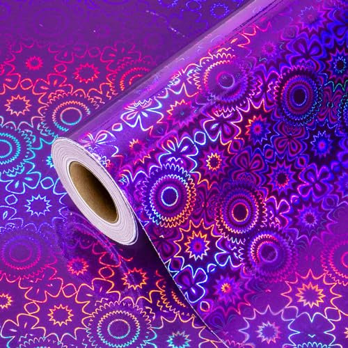 Burymento Violette Geschenkpapierrolle, metallisch, holografisch, Bohemia, Geschenkpapier für Geburtstag, Valentinstag, Muttertag, Abschlussfeier, Hochzeit, Vatertag, Babyparty, Weihnachten (43,2 x