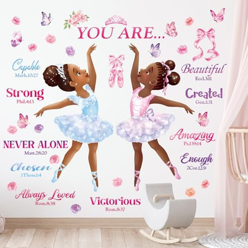 DECOWALL SG2-2319 Ballett Mädchen Wandtattoo Ballerina Wandsticker Tänzerin Wandaufkleber für Kinderzimmer Schlafzimmer Babyzimmer Wanddeko