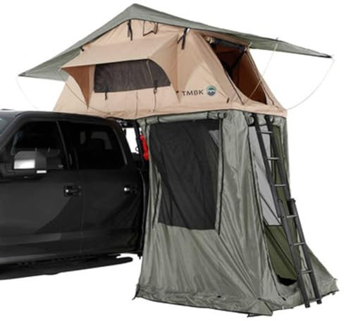 Overland Vehicle Systems TMBK Dachzelt-Nebengebäude, grüne Basis mit schwarzem Boden und Reiseabdeckung