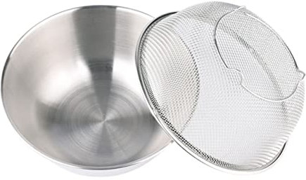 Zerodeko 1 Juego Cesta de drenaje de acero inoxidable contenedores para comida contenedor de lechuga para nevera ensaladera recipiente de acero inoxidable tazón de drenaje
