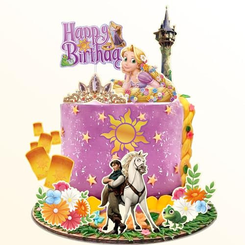 Lahe Tortendeko Geburtstag, Prinzessin Kuchen Deko, Happy Birthday Tortendeko, Prinzessin Cake Topper Geburtstag für Mädchen Party Dekoration zum Torten Deko (10 Stück)