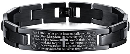 Bibelvers-Armband für Männer, Kreuz Armband für Jungen, Kreuz Bibel Armreif, Heiliges Bibel-Armband, Christliches Kreuz-Schrift-Manschettenarmband, Kreuz-Bibel-Schmuck