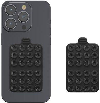 kwmobile Supporto Smartphone Silicone - Ventosa per Telefono - Set da 2 Ventose per Cellulare Compatibile con iPhone e Android - nero/nero