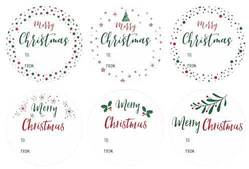 G2PLUS 120 Stück Merry Christmas Weihnachtaufkleber, Stechpalme Weihnachtlichen Sticker für Geschenk, 5CM Rund Geschenk Aufkleber zum Weihnachten, Weihnachten Aufkleber für Geschenke Deko