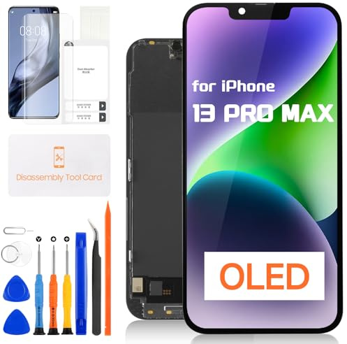 OLED 13 Pro Max Bildschirm Ersatz für iPhone 13 Pro Max LCD Display Digitizer Touchscreen Assembly A2643 A2484 A2641 A2644 A2645 mit Reparaturwerkzeugen (Schwarz, 17 cm)