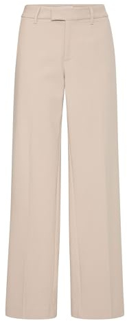 Pulz PZBINDY Damen Hose Stoffhose mit Stretch weites Bein Eingrifftaschen Gürtelschlaufen leicht elastisch Regular Fit, Größe:42, Farbe:String (161305)
