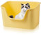 Duscdesp Caja de arena para gatos con parte superior abierta, bandeja de arena extra grande para gatos, a prueba de salpicaduras, 63 x 45 x 33 cm (amarillo)