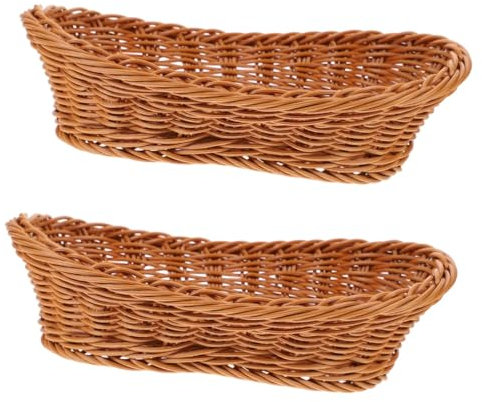 PRETYZOOM 2 Piezas Cesta Tejida Cesta de Pan de Fiesta pequeñas cestas de Mimbre cestas almacenaje Cesta almacenaje Decorar Bandeja de Verduras panera multifunción Cesta organizadora de Pan