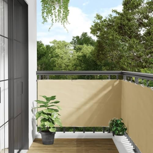 Homgoday Gartenmöbel Paravent Creme 400 x 75 cm aus PVC, Gartenmöbel für den Außenbereich